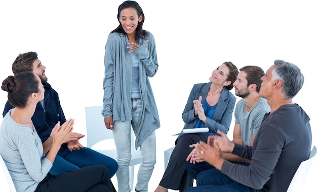 people giving testimonials in a workshop